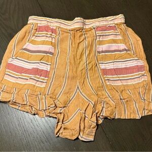 American Eagle Outfitters High Waist Striped Shorts in Orange and Pink